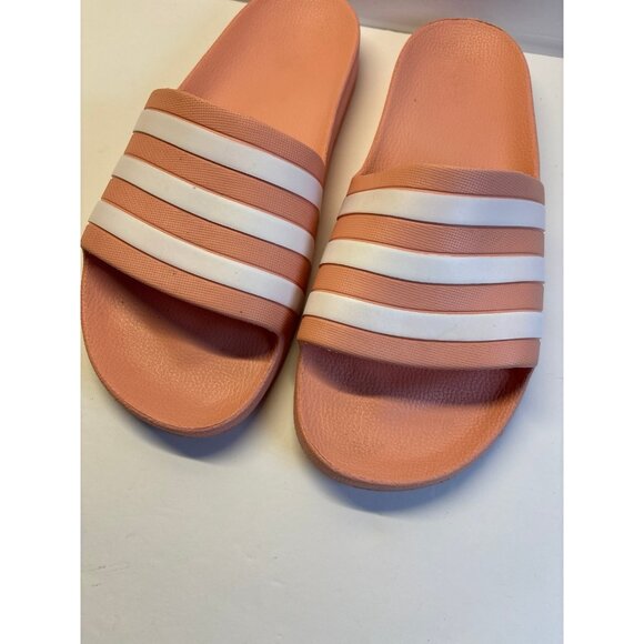 Adidas pink & white slides‎ (size 10) - Picture 3 of 7
